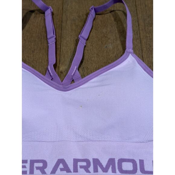 Under Armour Women’s Seamless Low Long Sports Bra Purple Size Small Brand New - Picture 3 of 5